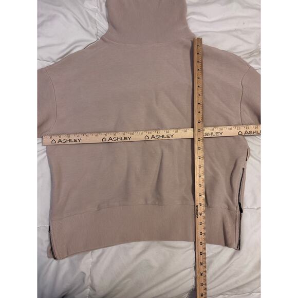 Varley Ribbed Funnel Neck Sweatshirt – Taupe, Size Medium - Picture 7 of 9